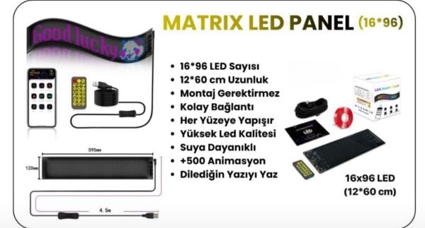 Matrix Led Panel Cama Yapışan Telefon Kontrollü Led Ekran