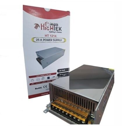 24V 25A 600W Kalın Kasa Ayarlı LED Trafosu | Metal SMPS Güç Kaynağı