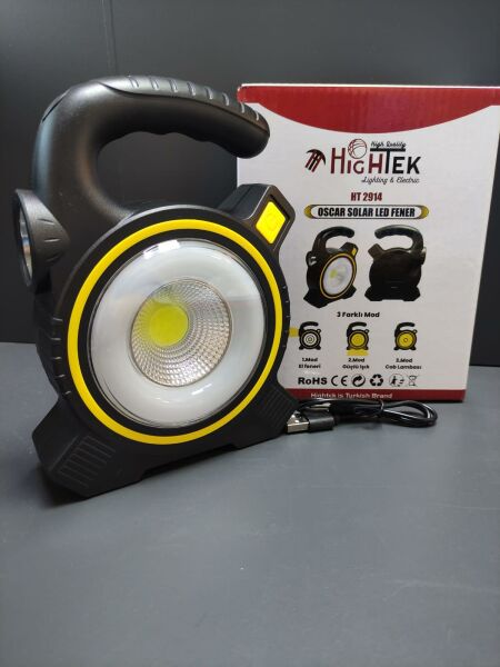 Solar LED Fener – Güneş Enerjili & USB Şarjlı Kamp Lambası