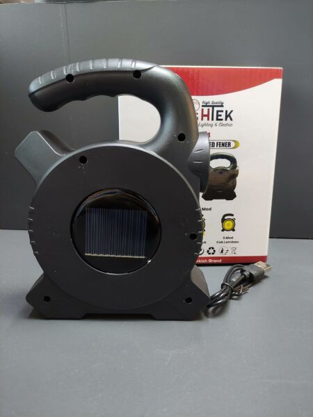 Solar LED Fener – Güneş Enerjili & USB Şarjlı Kamp Lambası