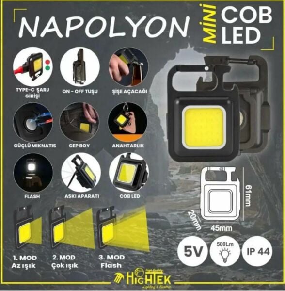 Napolyon Mini COB LED El Feneri – Taşınabilir, Güçlü ve Pratik Işık Kaynağı