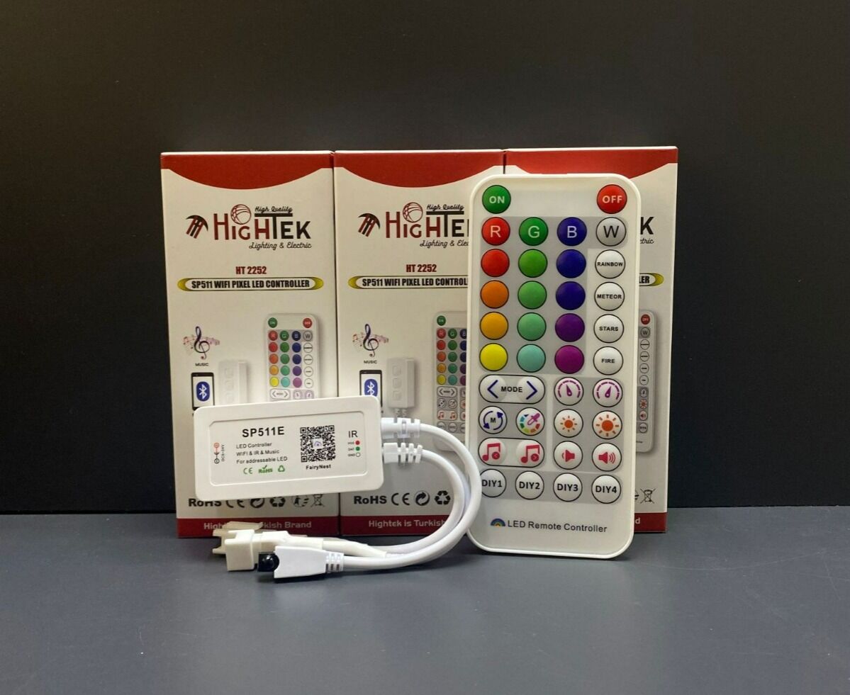 SP511E Wi‑Fi Pixel LED Kontrolcüsü – Çift Çıkışlı, Ses Sensörlü, RGB/ARGB İçin