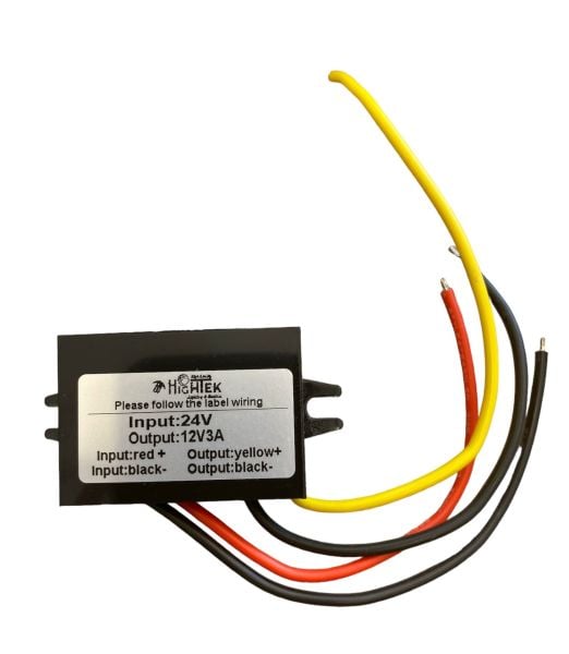 24 V→12 V 3 A Plastik Kasa DC‑DC Konvertör – 36 W, Kompakt & IP68 Seçenekli