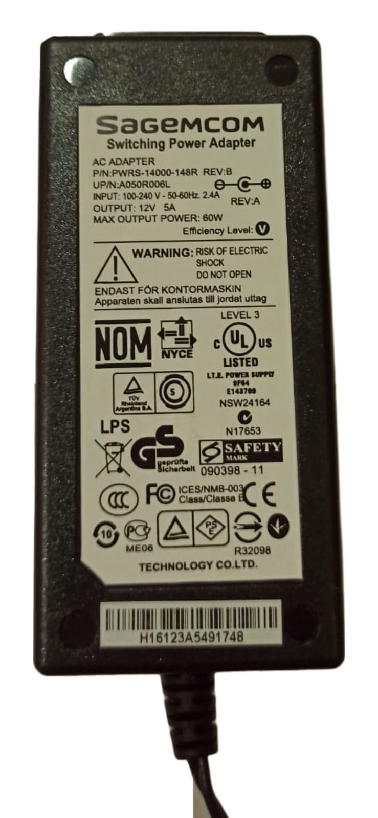 12V- 5 AMPER SAGEMCOM LAPTOP KASA ADAPTÖR A KALİTE