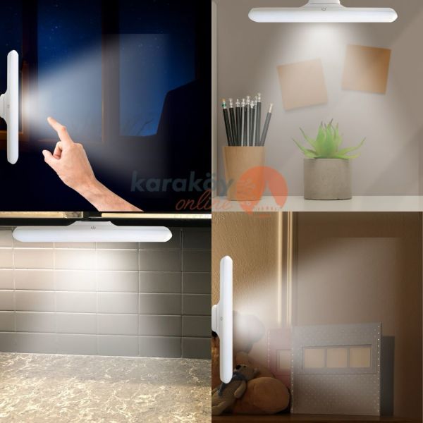 Hightek Şarjlı Kablosuz LED Aplik – Micro‑USB, 3 Renk Dim LED, Mıknatıslı Portatif Lamba
