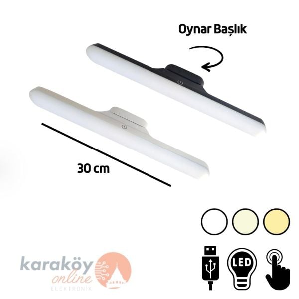 Hightek Şarjlı Kablosuz LED Aplik – Micro‑USB, 3 Renk Dim LED, Mıknatıslı Portatif Lamba